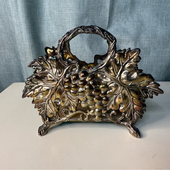 Silver Kitchen Linen Napkin Holder with Intricate Design - Picture 9 of 9